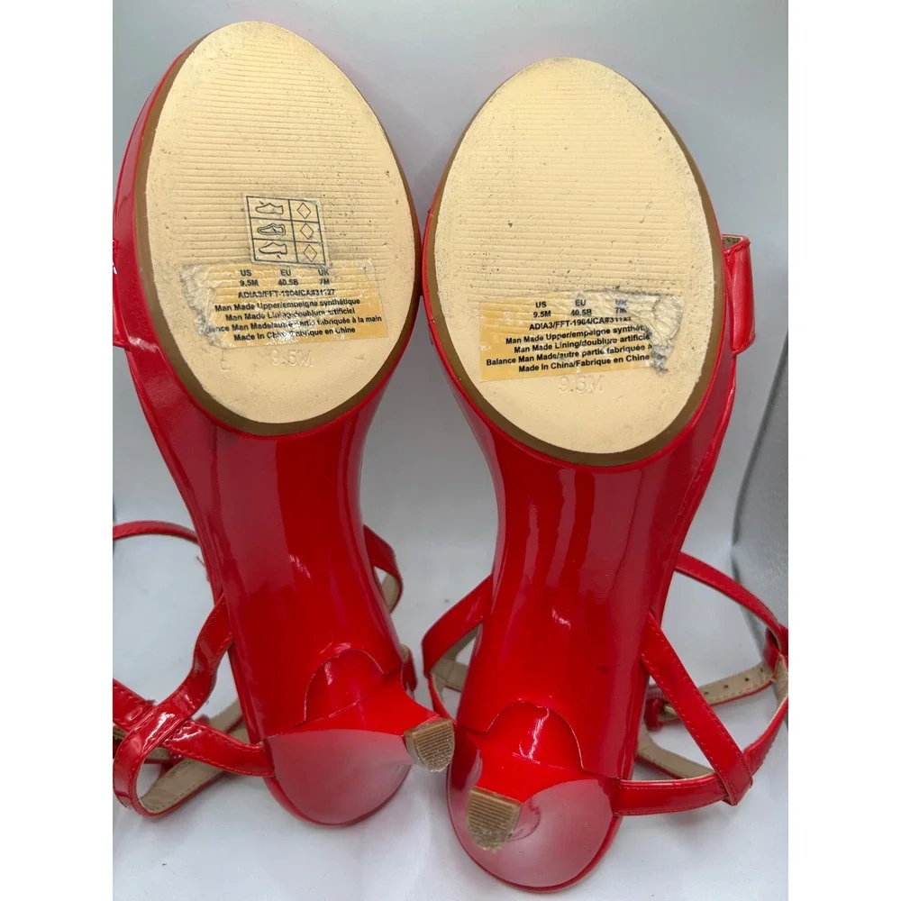 Marc New York Red Patent Leather‎ Ankle Strap Stiletto Heels Women Size 9.5